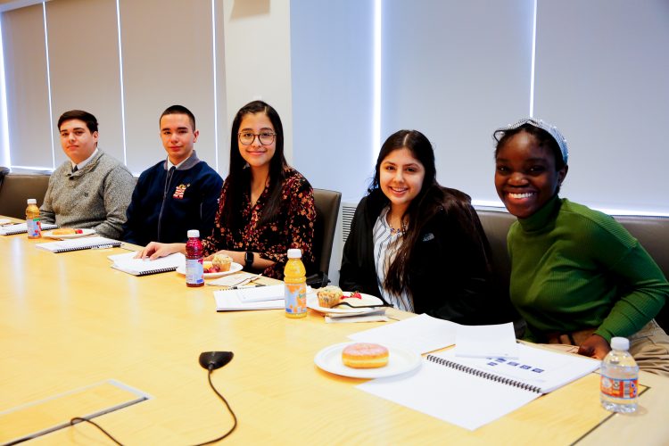 East High students in the conference room at Loop Capital