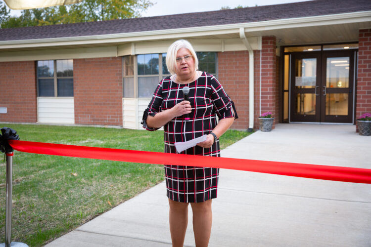 Board of Education President Annette Johnson addresses community leaders