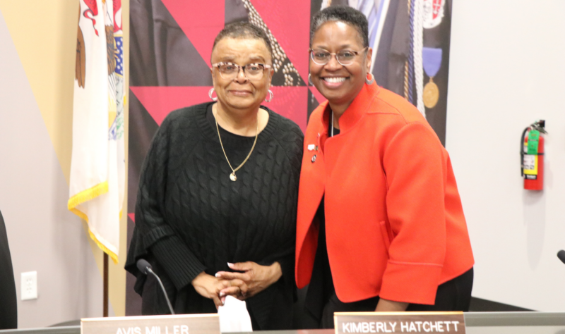 Outgoing Board Members Avis Miller (left) and Kimberly Hatchett (right)