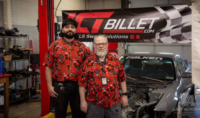 Antonio Davila, Auto Shop Instructor and Christopher Wetzel, welding instructor and Skills USA program director. 