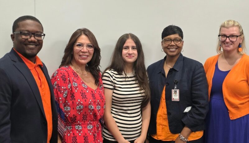 Taleen Kandakji with Cowherd Principal Jackie Gibson and staff