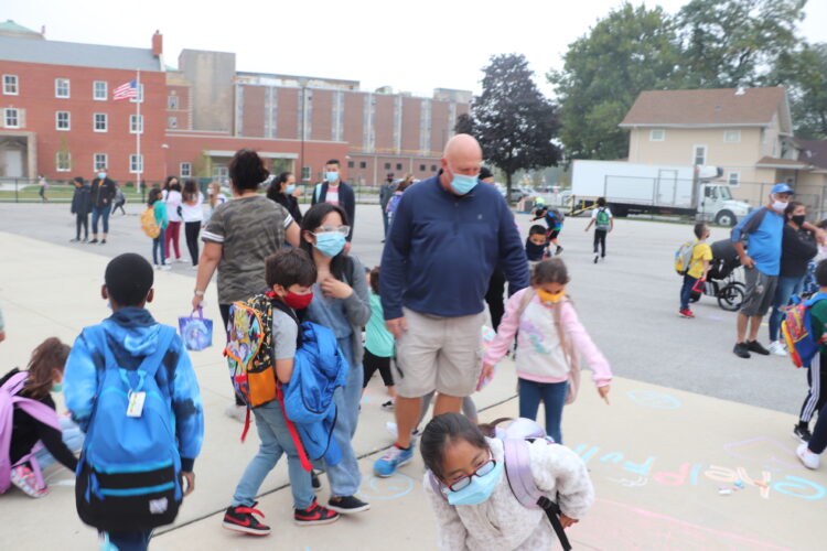 East Aurora High School Bardwell community celebrates Walk to School Day