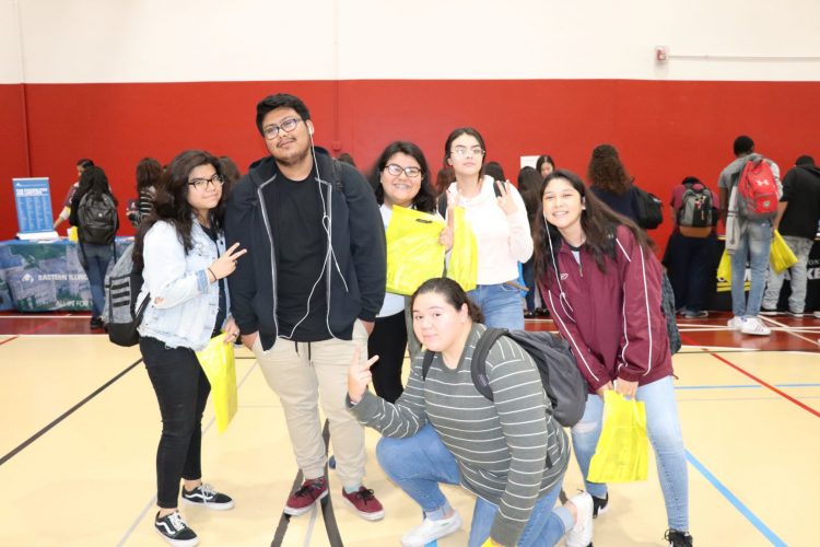 Students having a good time at the East Aurora College Fair.